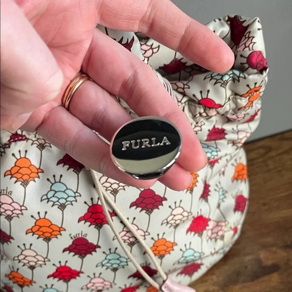 Furla Puffer Bag Light Blue with Dandelion Paisley Design
